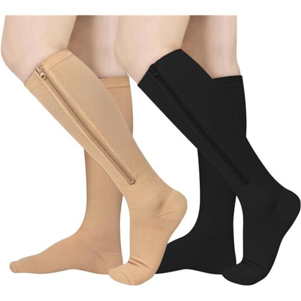2 Pairs Zipper Compression Socks 1520 Mmhg Closed Toe Compression